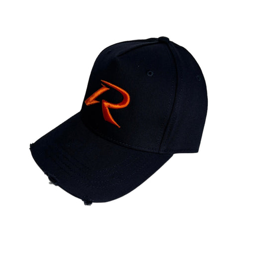 R logo full material cap navy orange