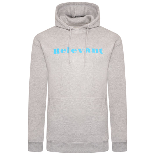 Grey Hoody Blue RELEVANT Logo