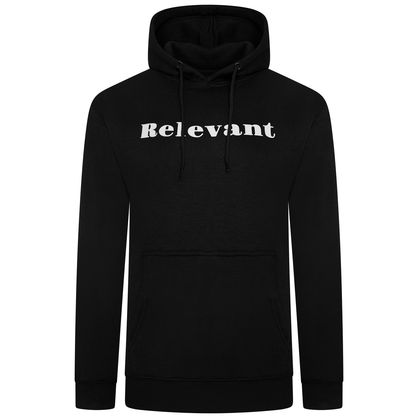 Black Hoody White RELEVANT Logo