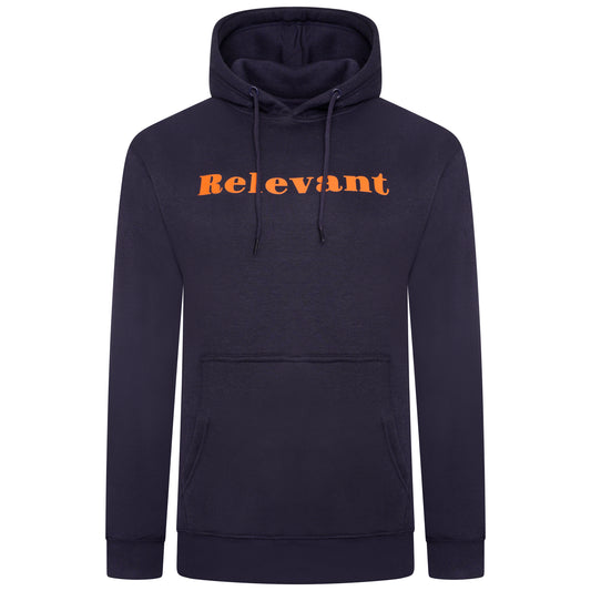 Navy Hoody Orange RELEVANT Logo