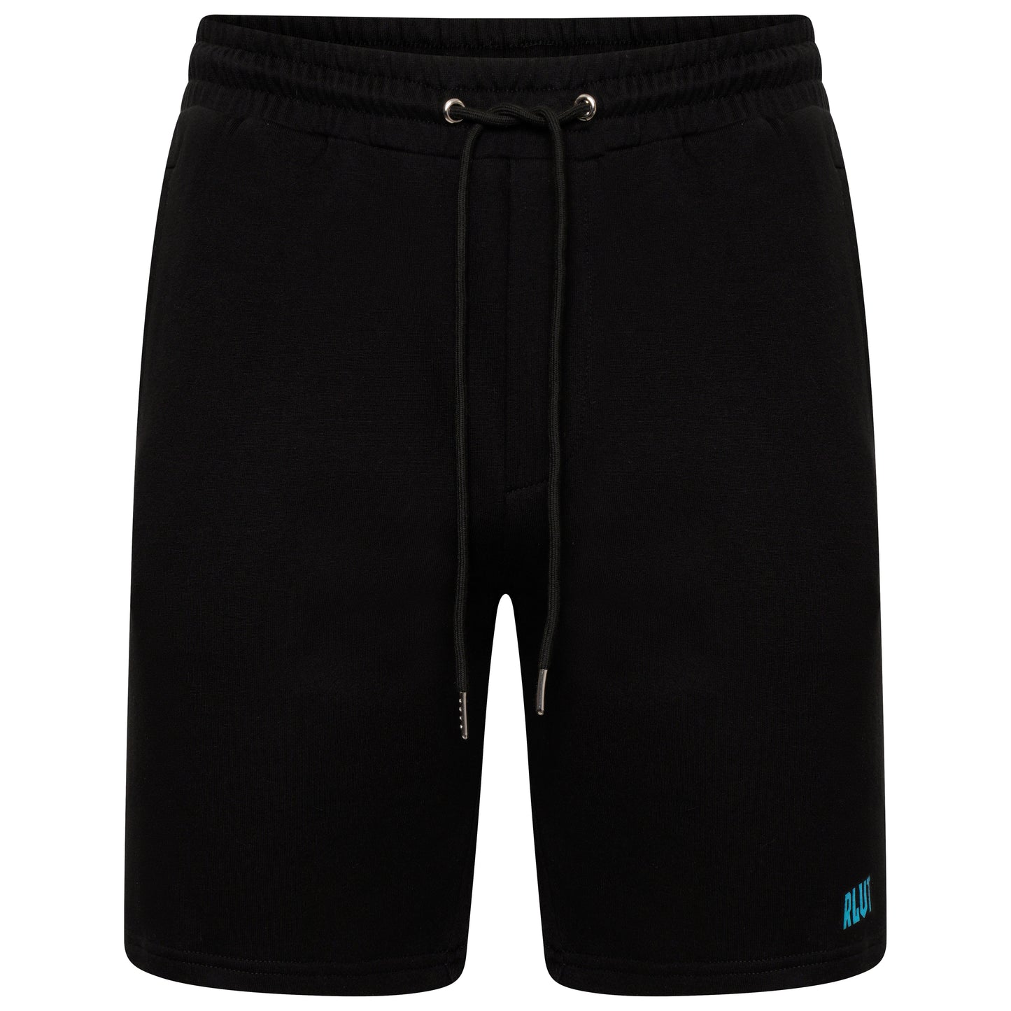 RVLT logo shorts black aqua blue