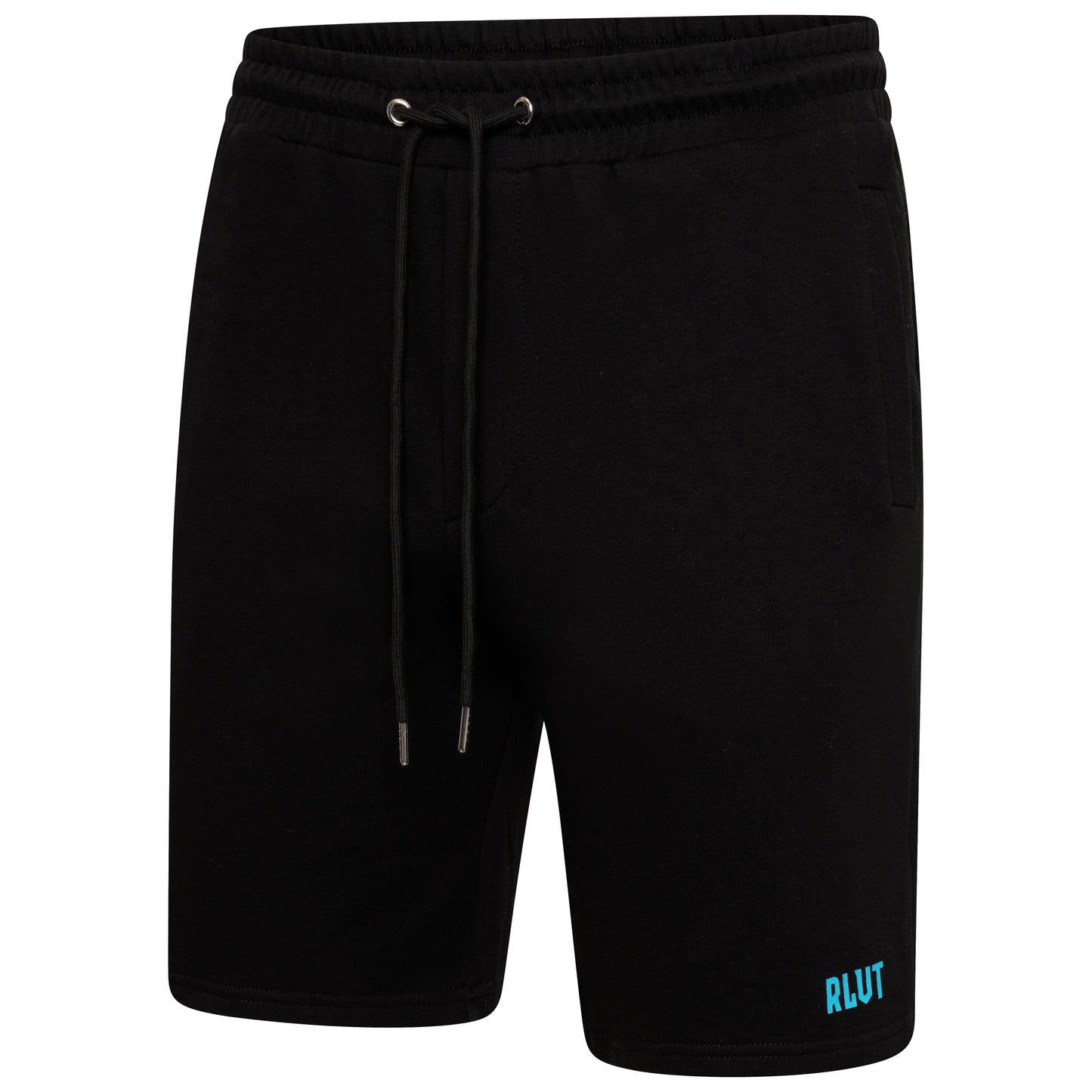 RVLT logo shorts black aqua blue